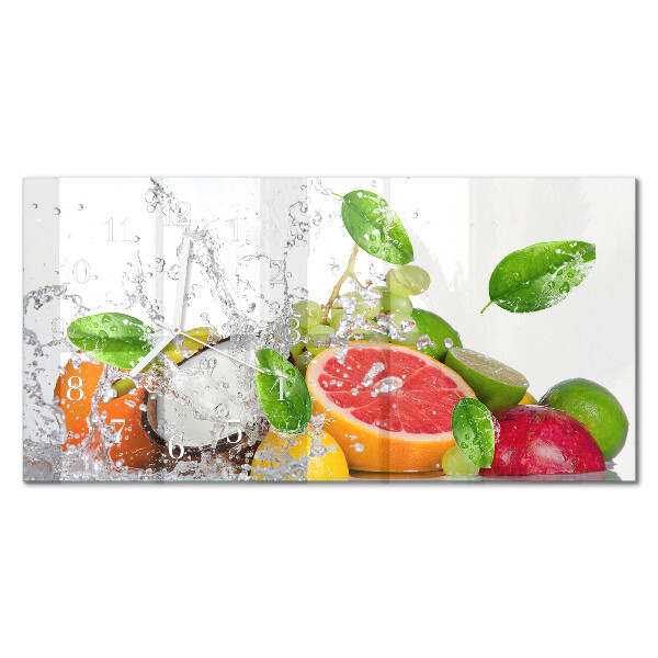 Horizontale glazen wandklok Verzonken fruit