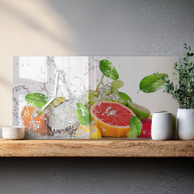 Horizontale glazen wandklok Verzonken fruit