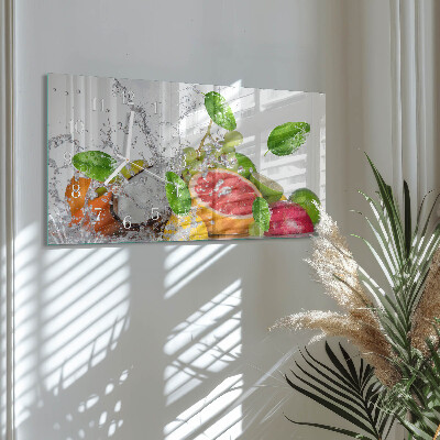 Horizontale glazen wandklok Verzonken fruit