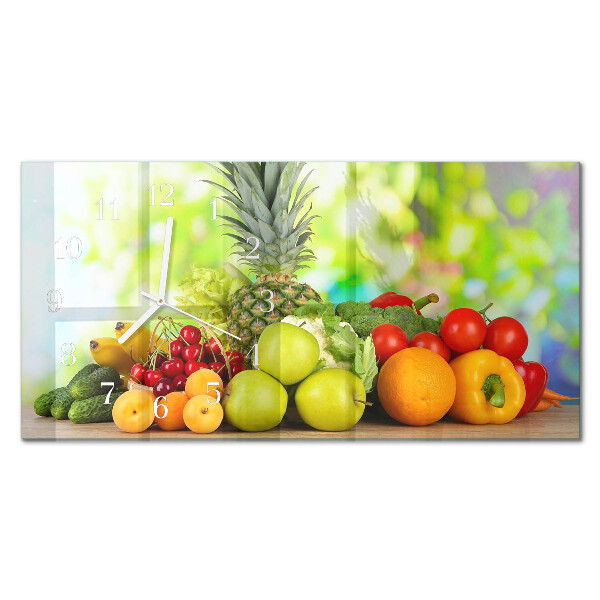Glazen klok horizontaal Groenten en fruit