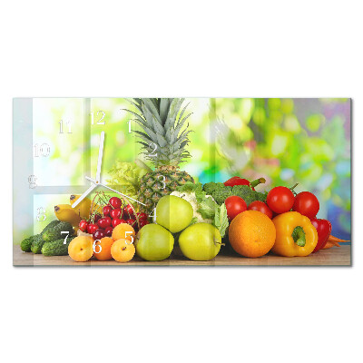 Glazen klok horizontaal Groenten en fruit