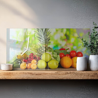 Glazen klok horizontaal Groenten en fruit