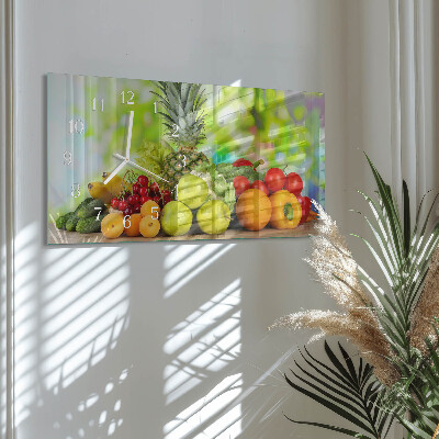 Glazen klok horizontaal Groenten en fruit