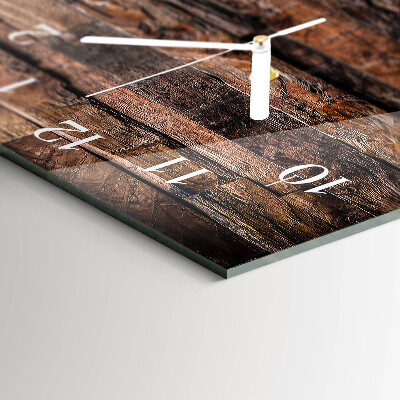 Horizontale glazen wandklok Natuurlijk hout
