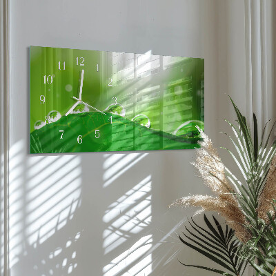 Wandklok glas langwerpig horizontaal Ochtenddauw