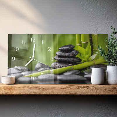 Horizontale glazen wandklok Meditatiestenen