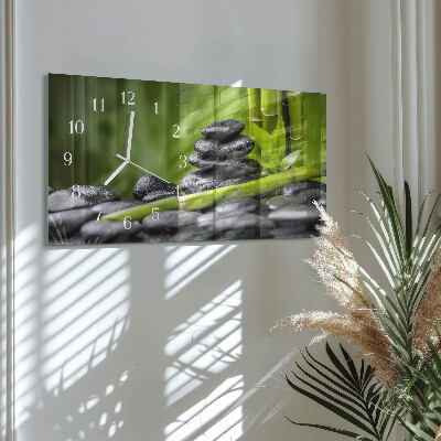 Horizontale glazen wandklok Meditatiestenen