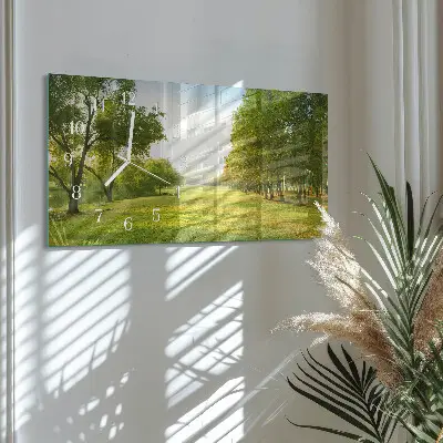 Rechthoekig klok glas met opdruk horizontaal Groene natuur