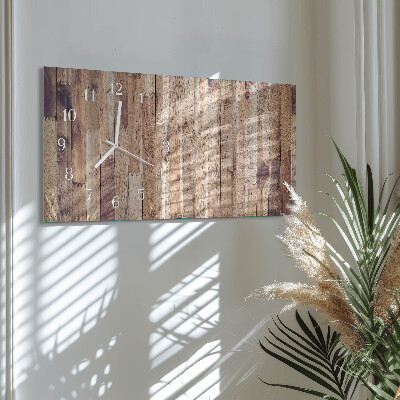 Wandklok glas langwerpig horizontaal Houten planken