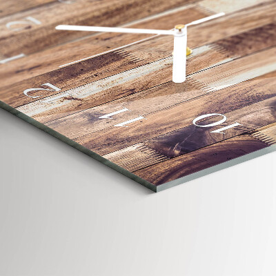 Wandklok glas langwerpig horizontaal Houten planken