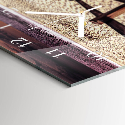 Horizontale glazen wandklok Trap naar het strand