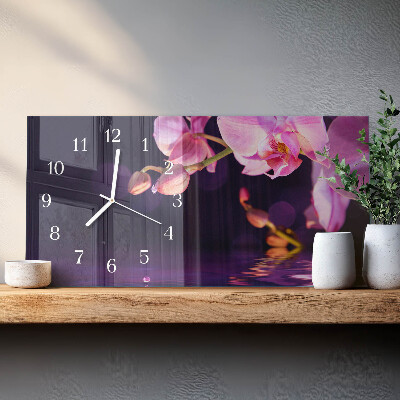 Glazen klok horizontaal Orchidee