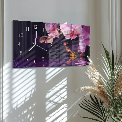 Glazen klok horizontaal Orchidee