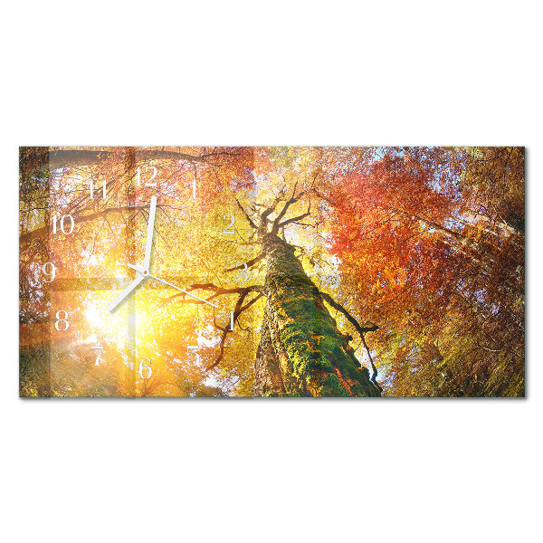 Wandklok glas langwerpig horizontaal Herfstseizoen