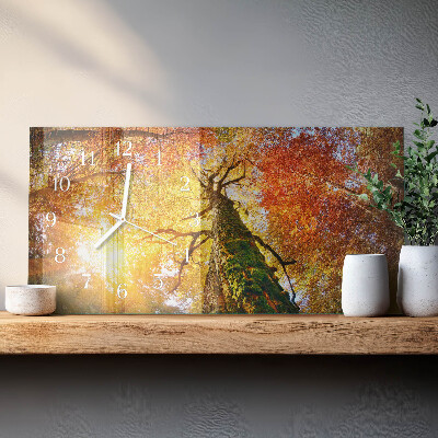 Wandklok glas langwerpig horizontaal Herfstseizoen