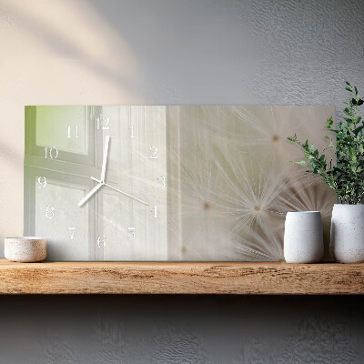 Horizontale glazen wandklok Gewone paardenbloem