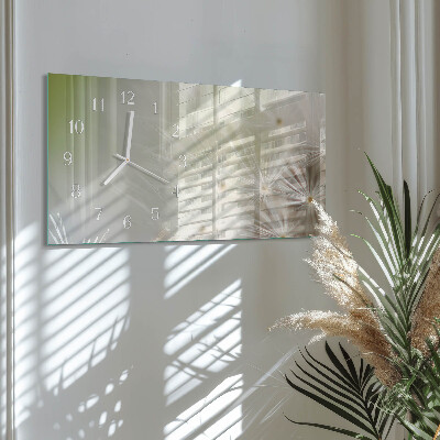 Horizontale glazen wandklok Gewone paardenbloem