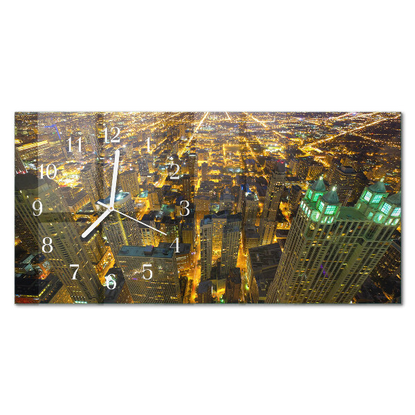 Horizontale wandklok glas De verlichte stad