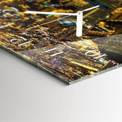 Horizontale wandklok glas De verlichte stad