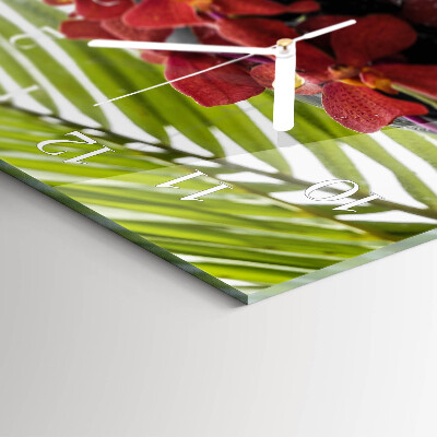 Horizontale glazen wandklok Boeketten en stenen