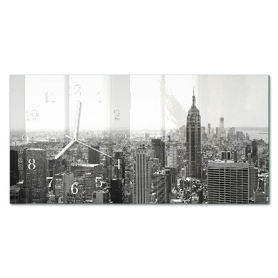 Rechthoekig klok glas met opdruk horizontaal New York Manhattan