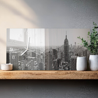 Rechthoekig klok glas met opdruk horizontaal New York Manhattan