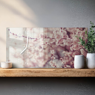 Rechthoekig klok glas met opdruk horizontaal Kersenbloesems