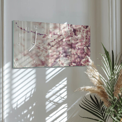 Rechthoekig klok glas met opdruk horizontaal Kersenbloesems