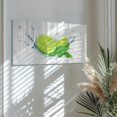 Horizontale wandklok glas Citroen met munt