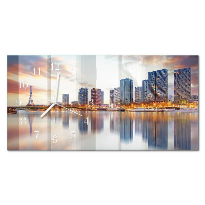 Rechthoekige glazen klok horizontaal Parijse avond