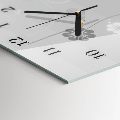 Verticale moderne glazen wandklok Bloemen