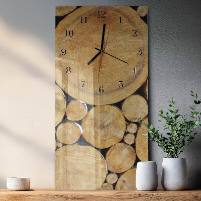 Glazen klok verticaal Hout