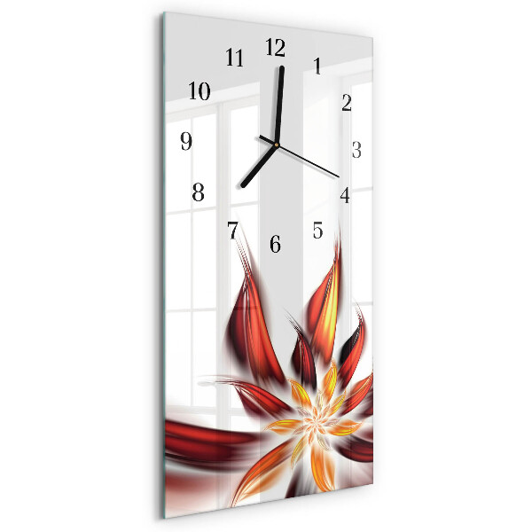 Verticale moderne glazen wandklok Bloem