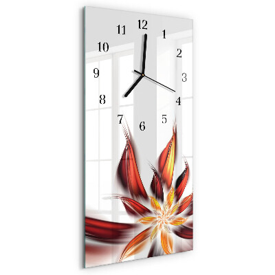 Verticale moderne glazen wandklok Bloem