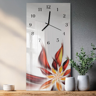 Verticale moderne glazen wandklok Bloem