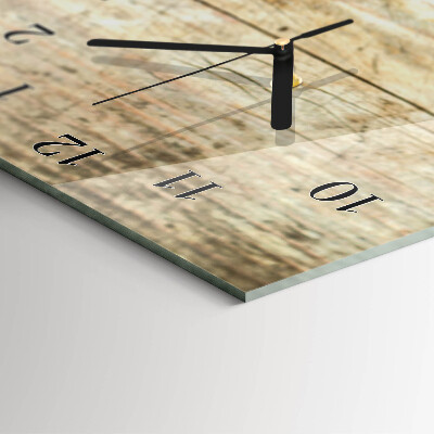 Verticale moderne glazen wandklok Hout met koffiebonen