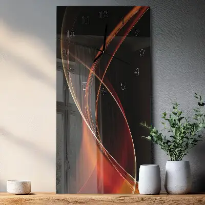 Verticale moderne glazen wandklok Abstracte lijnen