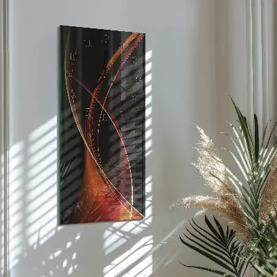 Verticale moderne glazen wandklok Abstracte lijnen