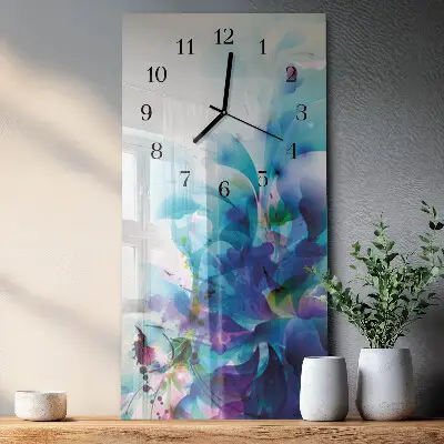 Verticale rechthoekige glazen wandklok Abstractie