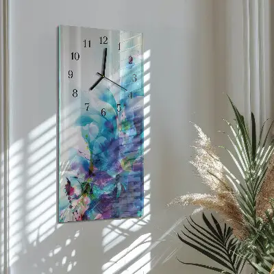 Verticale rechthoekige glazen wandklok Abstractie