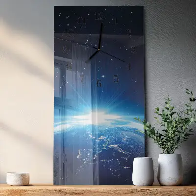 Glazen klok verticaal Het universum van de aarde