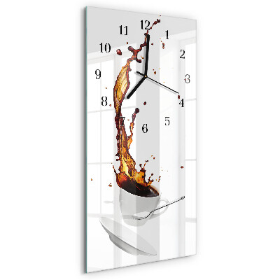 Verticale moderne glazen wandklok Koffie