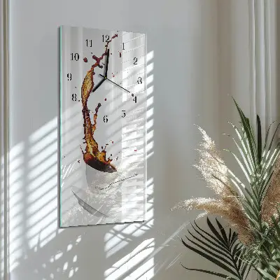 Verticale moderne glazen wandklok Koffie