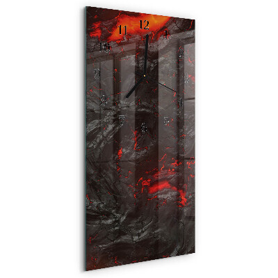 Verticale rechthoekige glazen wandklok Lava