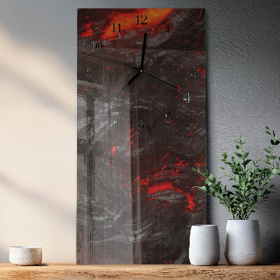 Verticale rechthoekige glazen wandklok Lava