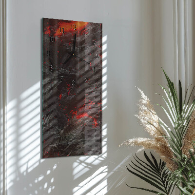 Verticale rechthoekige glazen wandklok Lava