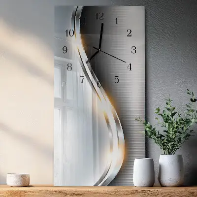 Verticale moderne glazen wandklok Metaalabstractie
