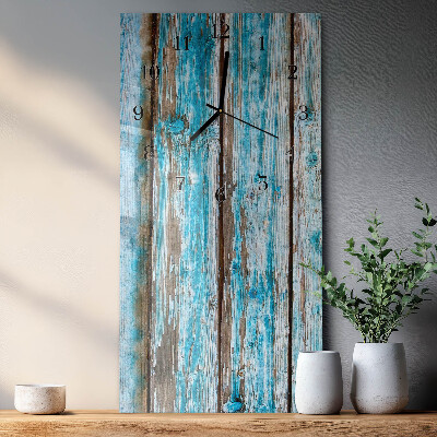 Verticale rechthoekige glazen wandklok Hout