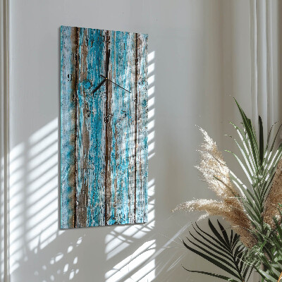 Verticale rechthoekige glazen wandklok Hout