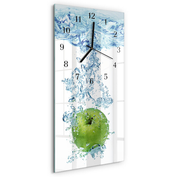 Verticale moderne glazen wandklok Appelwater